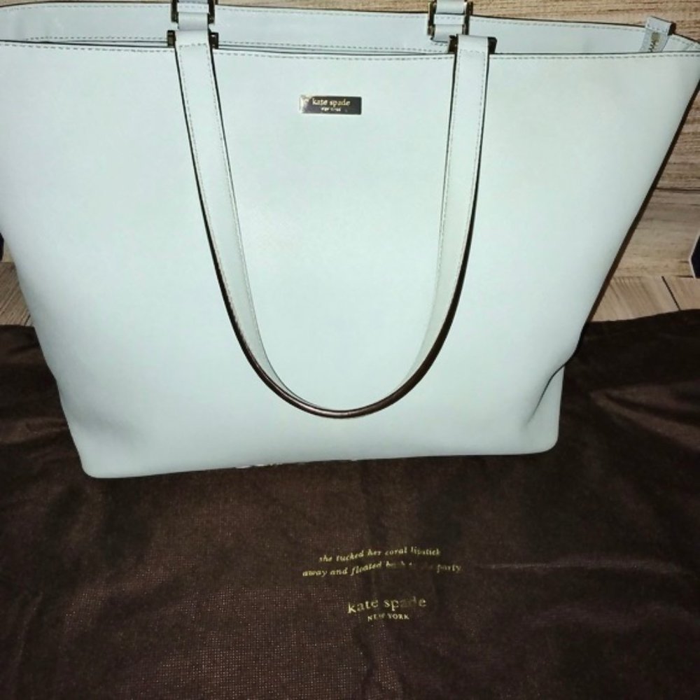 Kate Spade Pale Blue Large Leather Tote - Picture 5 of 6